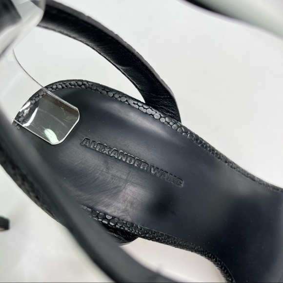 Alexander WANG Lovisa Sexy Black Pebbled Leather Ankle Buckle Pointed Toe Pumps - Picture 4 of 15